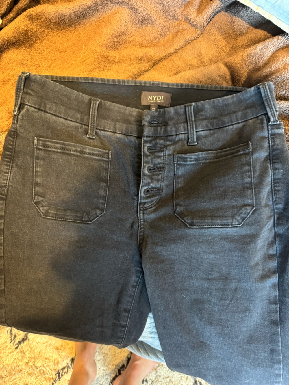 NYDJ Black Skinny, Ankle Button-Fly Jeans